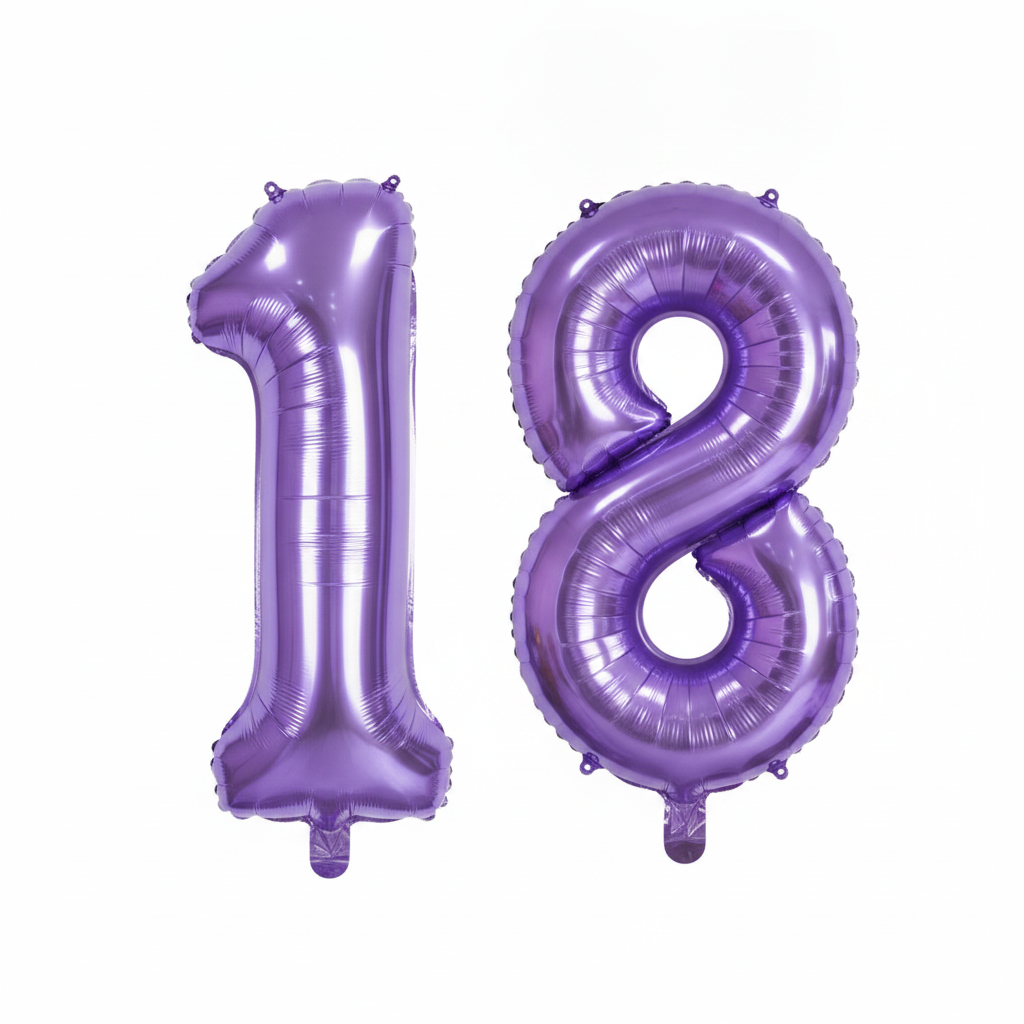 Purple 18th birthday number balloons 40 inch foil set