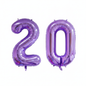 Purple 20th birthday number balloons 40 inch foil set