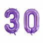 Purple 30th birthday number balloons 40 inch foil set