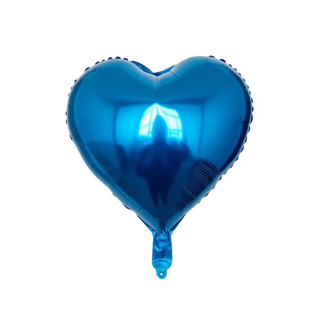 Blue Heart Foil Balloon – 18" Metallic Love Party Decoration
