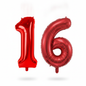 Red 16th birthday number balloons 40 inch foil set