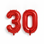 Red 30th birthday number balloons 40 inch foil set