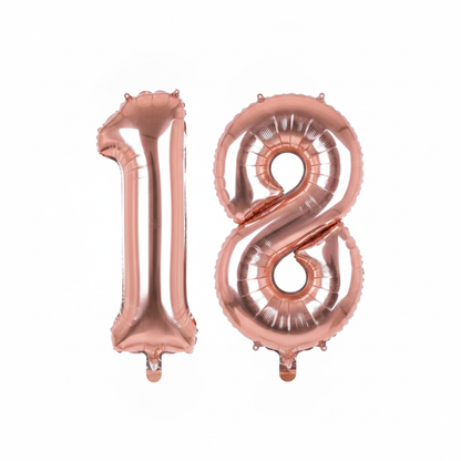 Rose Gold 18th birthday number balloons 40 inch foil set