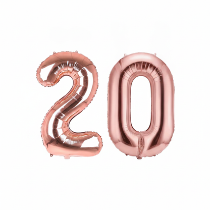 Rose Gold 20th birthday number balloons 40 inch foil set