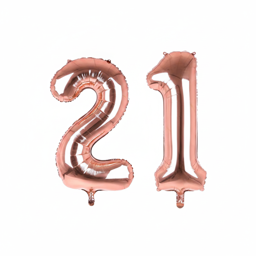 Rose Gold 21st birthday number balloons 40 inch foil set