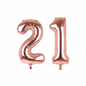 Rose Gold 21st birthday number balloons 40 inch foil set