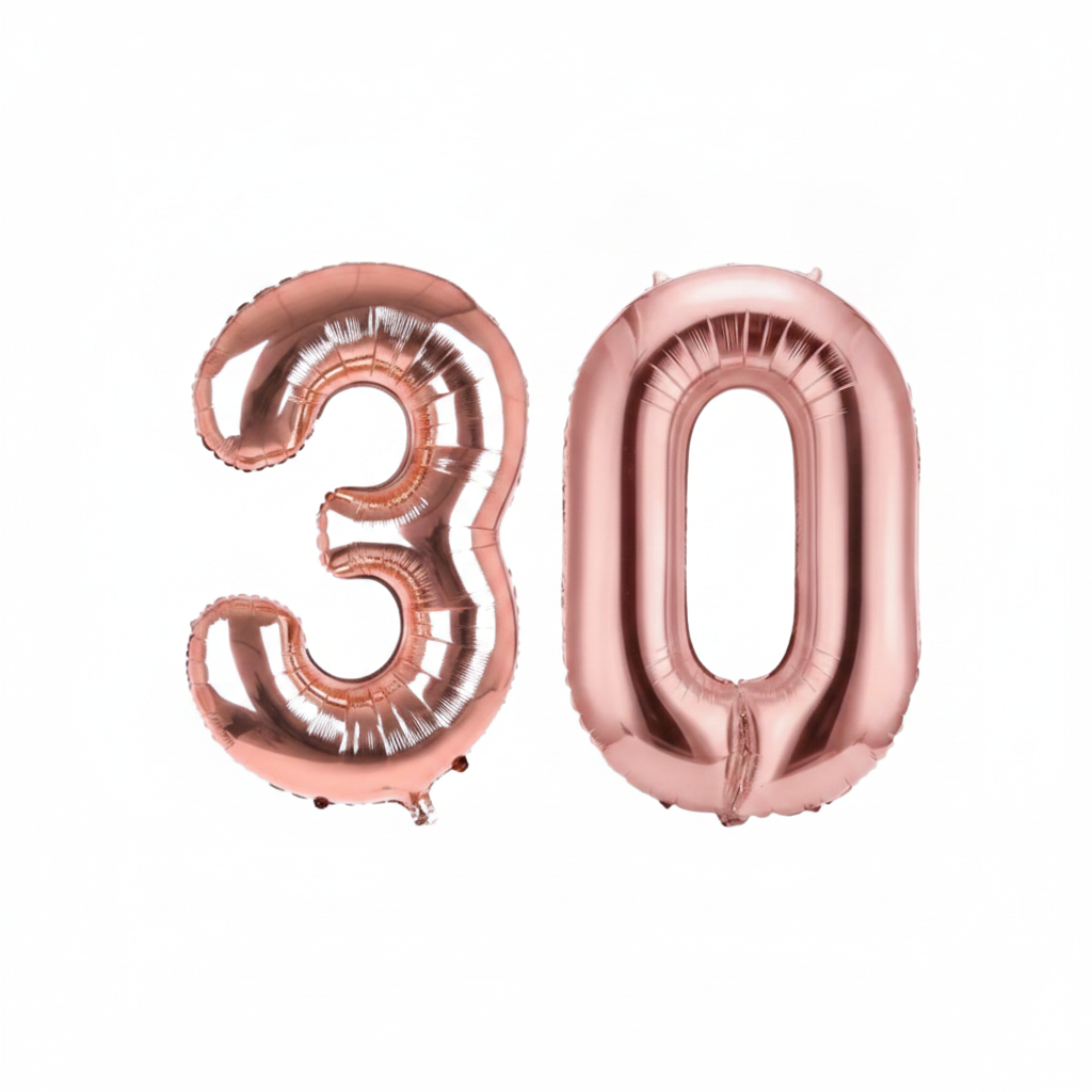 Rose Gold 30th birthday number balloons 40 inch foil set