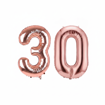 Rose Gold 30th birthday number balloons 40 inch foil set