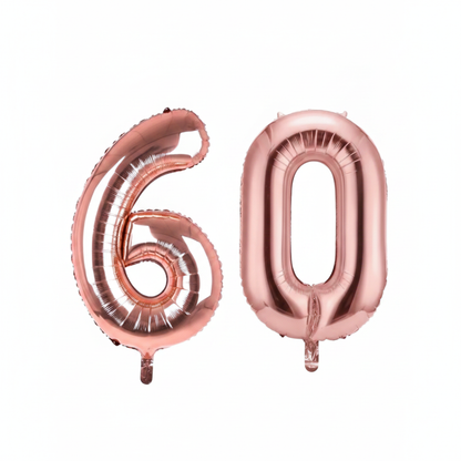 Rose Gold 60th birthday number balloons 40 inch foil set