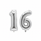 Silver 16th birthday number balloons 40 inch foil set