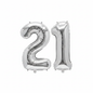 Silver 21st birthday number balloons 40 inch foil set