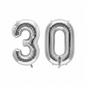 Silver 30th birthday number balloons 40 inch foil set