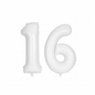 White 16th birthday number balloons 40 inch foil set