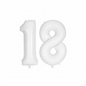 White 18th birthday number balloons 40 inch foil set