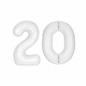 White 20th birthday number balloons 40 inch foil set