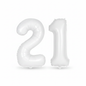 White 21st birthday number balloons 40 inch foil set