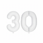 White 30th birthday number balloons 40 inch foil set