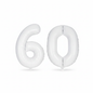 White 60th birthday number balloons 40 inch foil set